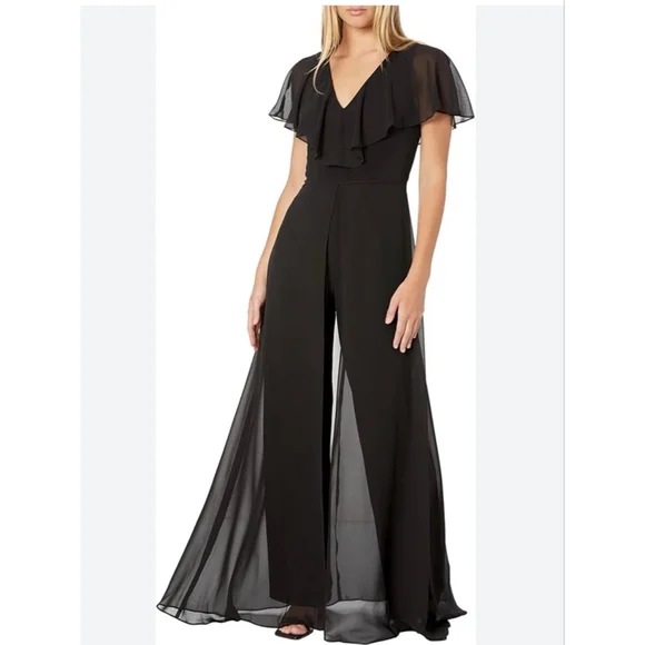 NWT Adrianna Papell Womens Chiffon and Jersey Jumpsuit SZ 10 - Picture 4 of 11